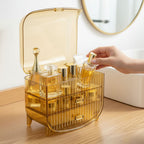 3 Tier Golden Yellow Multifunctional Countertop Cosmetic Storage Drawer Type Organiser