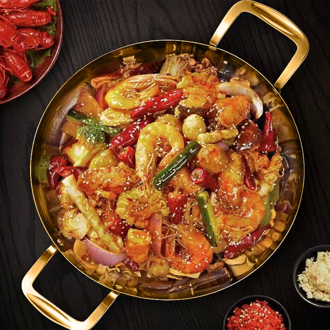 32cm Seafood Dry Pot Gold Color with Durable for Kitchen Essential