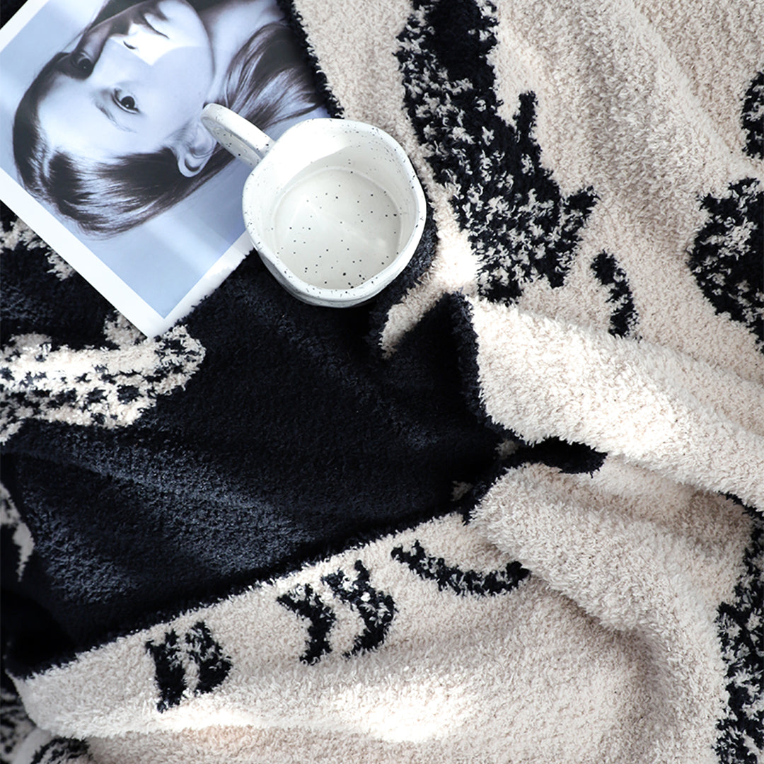 SOGA Black Cream Animal Print Throw Blanket 130x180cm Polyester