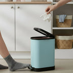 Foot Pedal Stainless Steel Trash Bin 10L U Blue