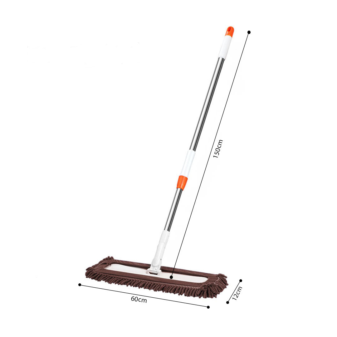 60x12 Coffee Microfiber Flat Mop Floor Cleaning Pads Rotating Dust Remover