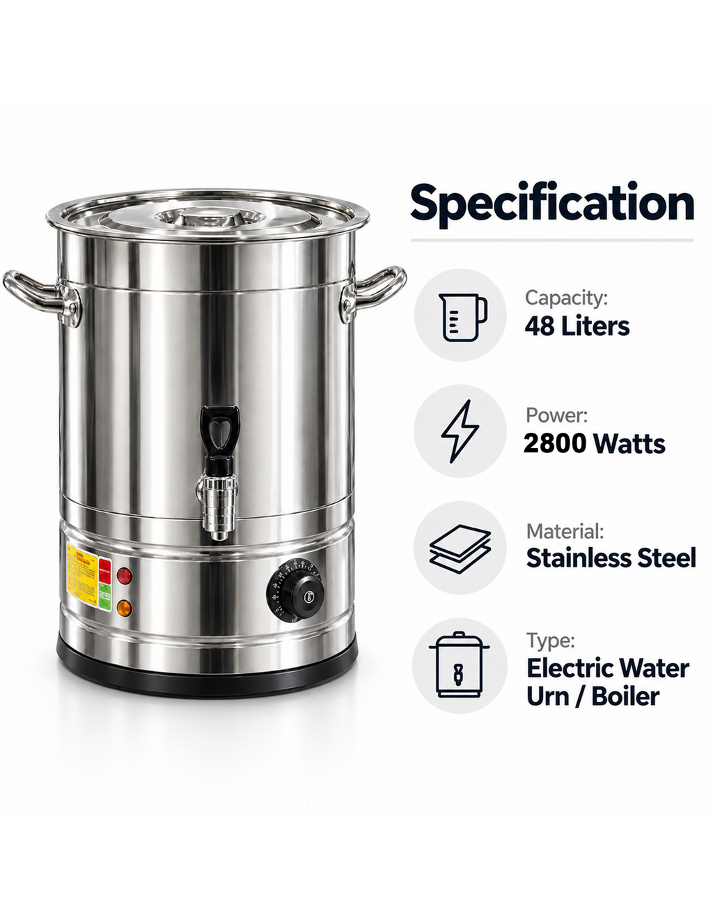 48L Stainless Steel URN Commercial Water Boiler