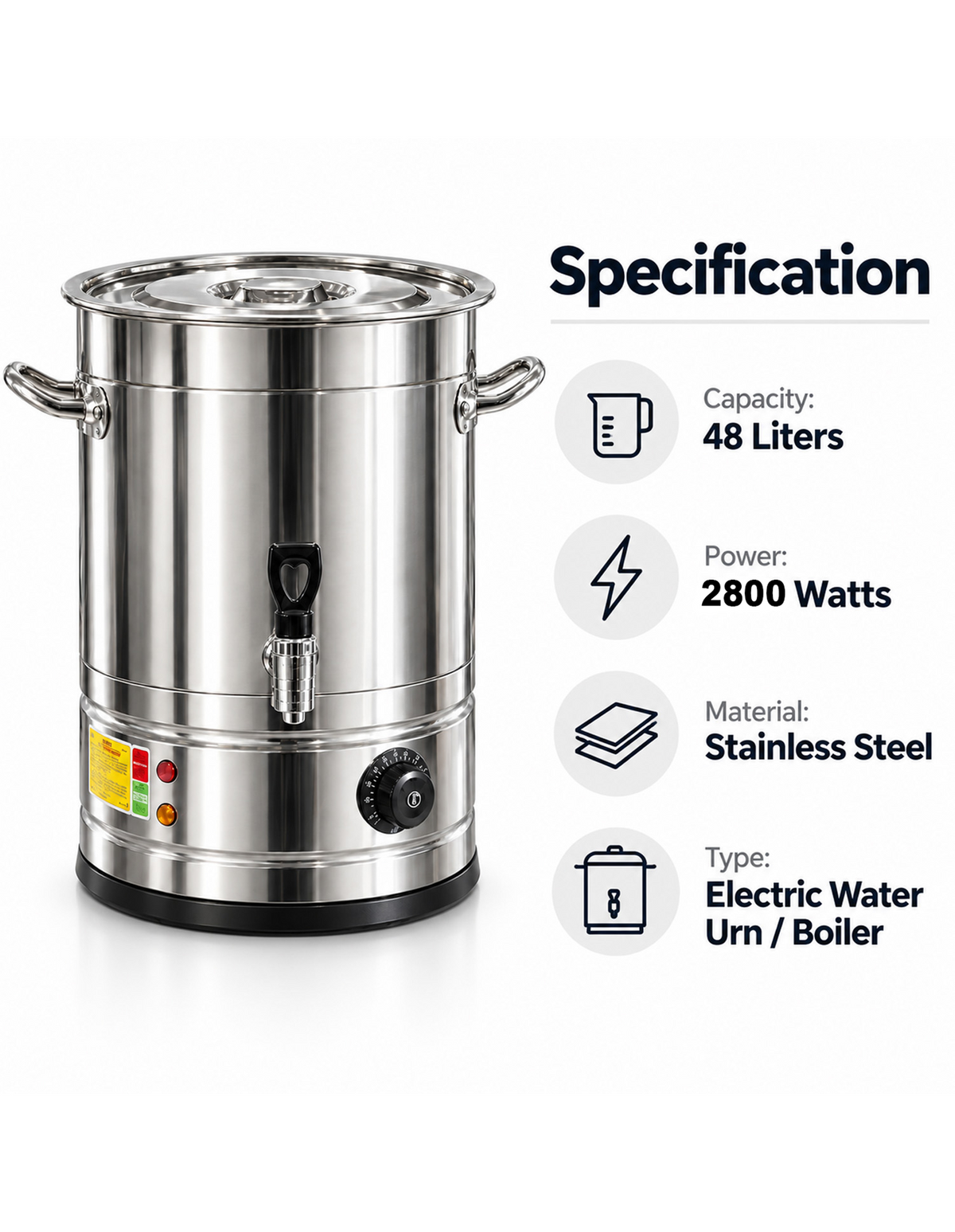 48L Stainless Steel URN Commercial Water Boiler