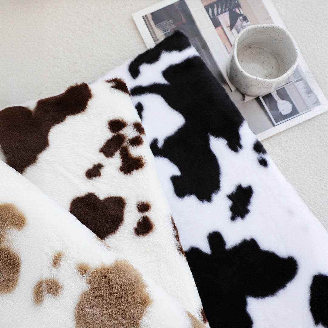 SOGA Black Cow Print Square Cushion Soft Leaning Plush Backrest Throw Seat Pillow