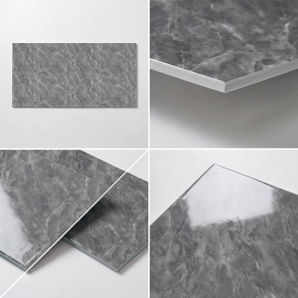 SOGA Peel & Stick Floor and Wall Tiles 30 x 60cm 10 Pack Grey Faux Marble