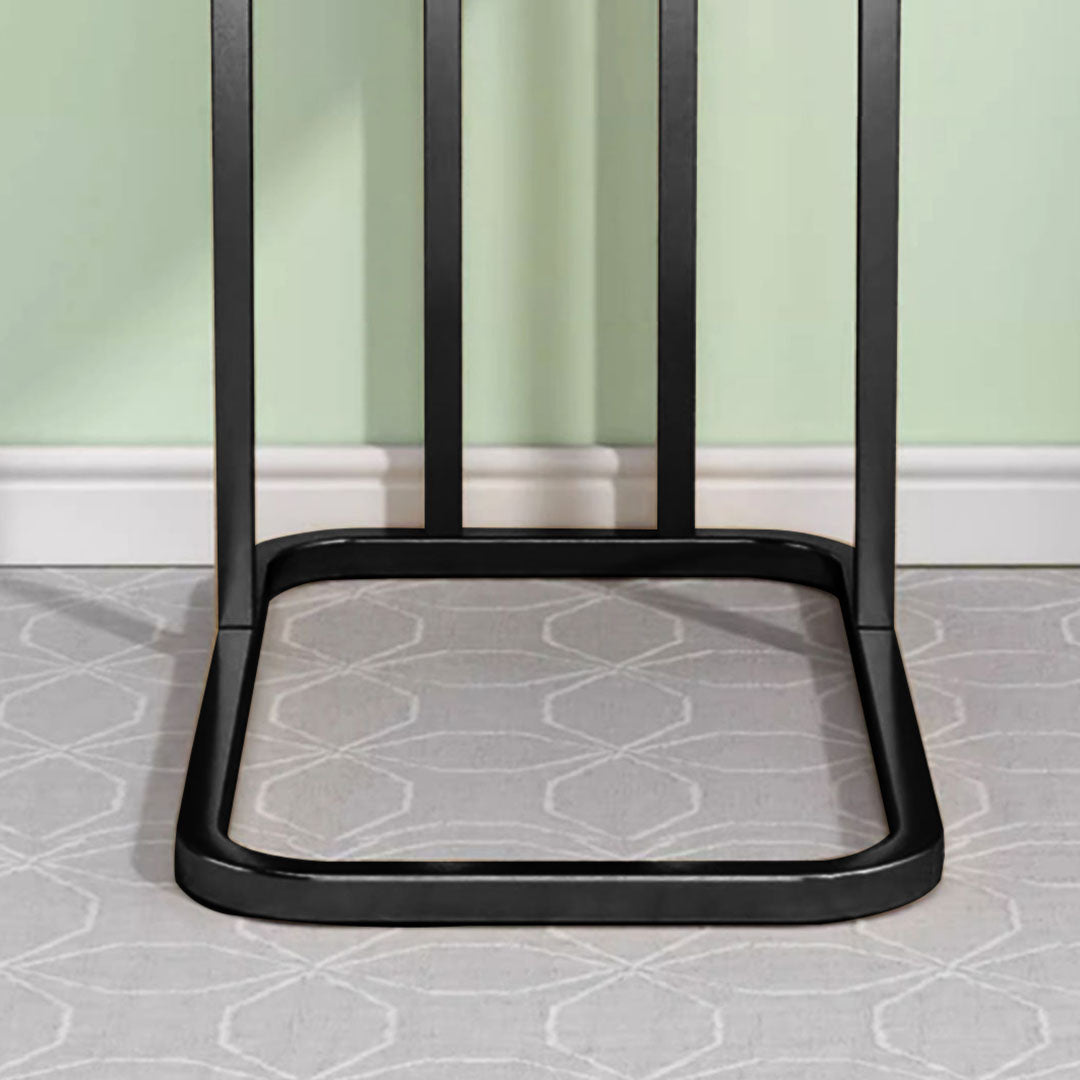 30x50cm Black Stone-Patterned Side Square Mini Table w/ Black Metal Legs