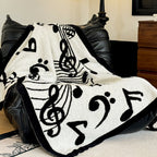 130x160cm Throw Blanket Black and White Musical Note