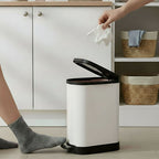 Foot Pedal Stainless Steel Trash Bin 10L U White