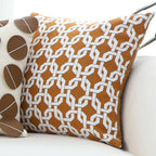 50cm Brown Checkered Chain Jacquard Square Pillow Decorative Cushion