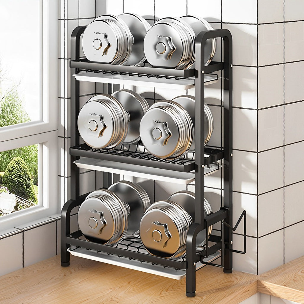 3 Tier Steel Black Kitchen Drying Rack Dish 62cm