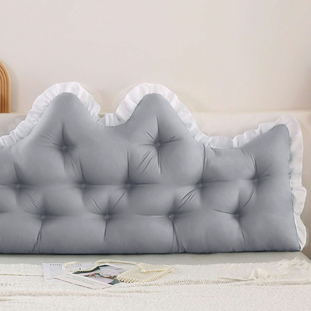 SOGA 120cm Crown Pillow Tufted Light Grey Headboard Cushion for Bed
