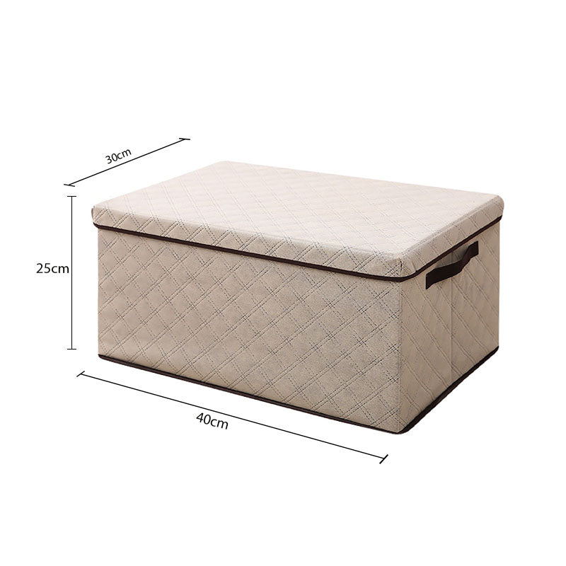 Medium Beige Non-Woven Diamond Quilt Grid Fabric