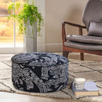 50x30cm Black Round Soft Pouffe Seat Cushion Elegant Home Accent