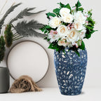 30x19 Blue Medium Ceramic Flower Vase Elegant Living Room Home Decor