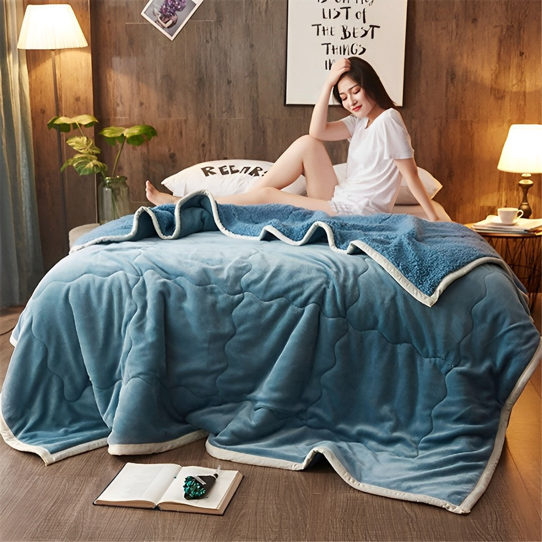 Lake Blue Throw Blanket Warm Cozy Double Sided