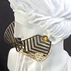 SOGA 45cm White Classical Bust Sculpture Resin with Gold Striped Mask for Modern Home Décor