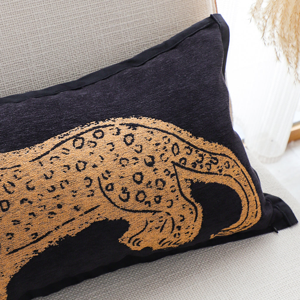 SOGA 30cm Modern Charcoal Gray Leopard Pattern Throw Pillow