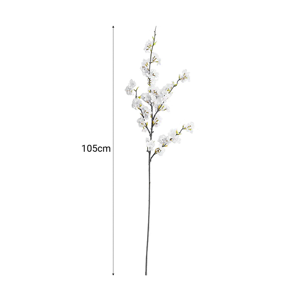51cm Green Glass Floor Vase and 10pcs White Artificial Flower Set