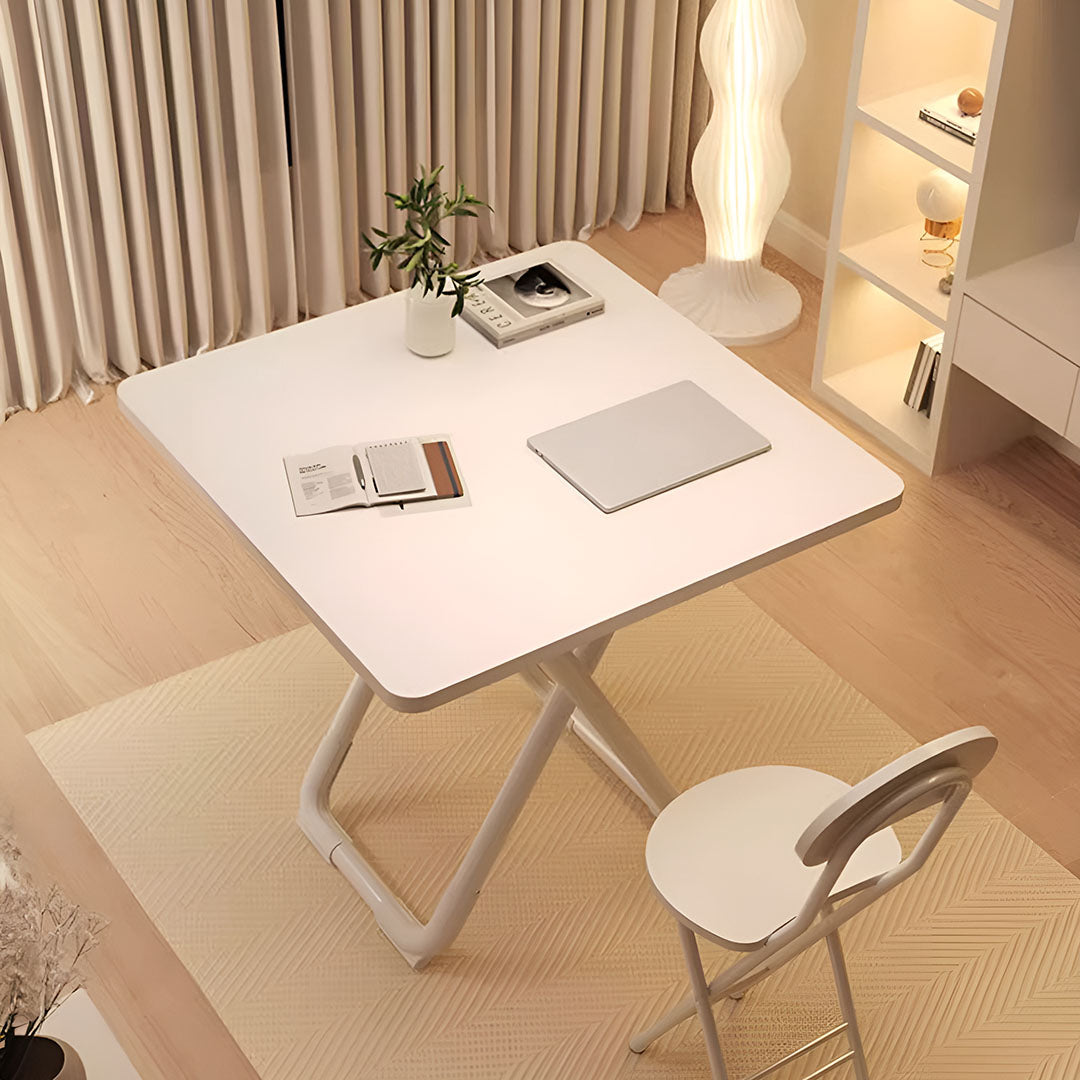 80cm White Square Table with White Legs