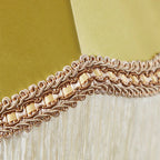 SOGA Jade Stone Base Table Lamp Vintage Yellow Shade Tassel Fringe Bedside Desk Light