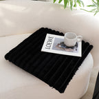SOGA 45cm Black Corduroy Square Cushion Soft Leaning Plush Backrest Throw Seat Pillow