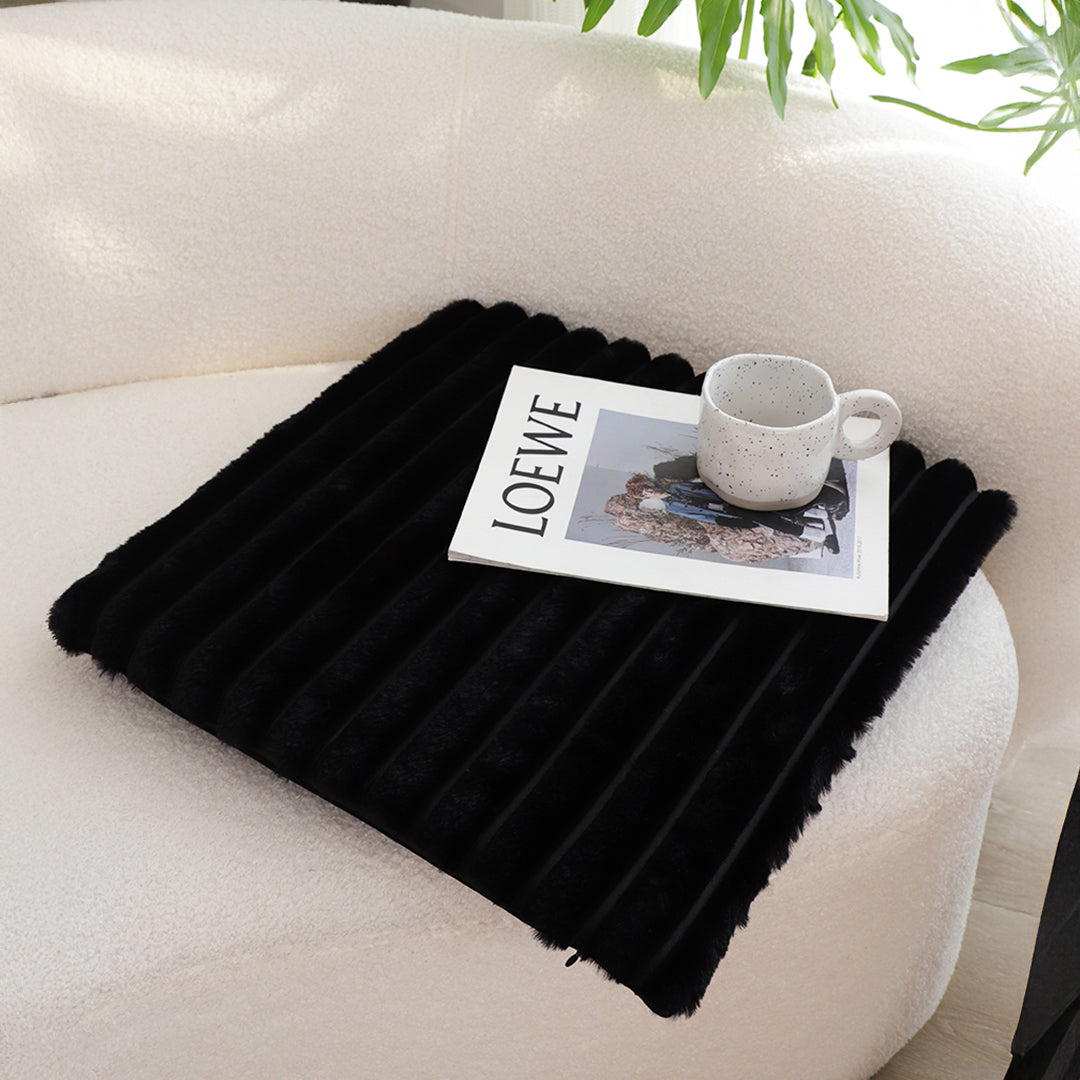 SOGA 45cm Black Corduroy Square Cushion Soft Leaning Plush Backrest Throw Seat Pillow