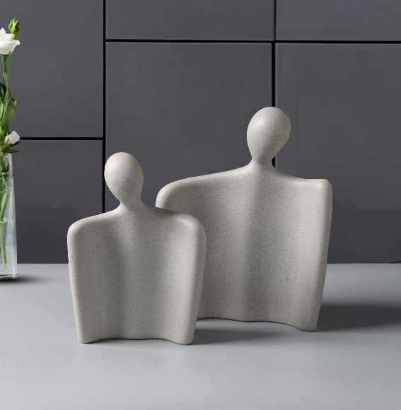 Ornament Set of 2 Abstract Human Figurine Sculptures Minimalist