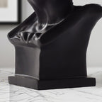 SOGA 56cm Black Resin Bust Sculpture Gold Masked Design Modern Art for Home Décor