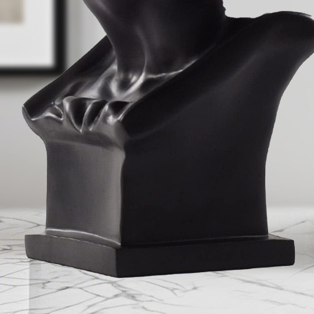 SOGA 56cm Black Resin Bust Sculpture Gold Masked Design Modern Art for Home Décor