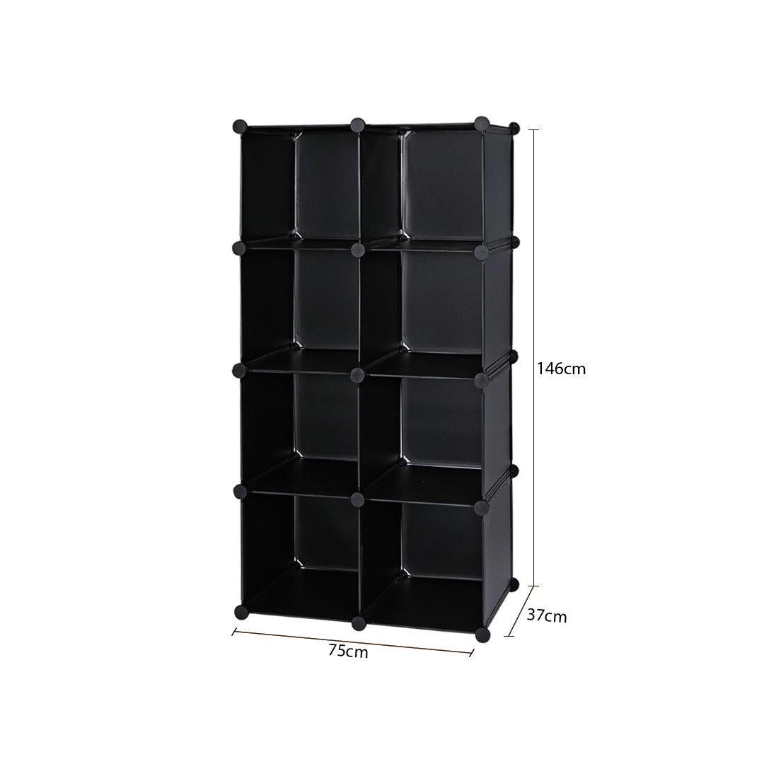 4 Tier 8-Cube Black Portable Wardrobe