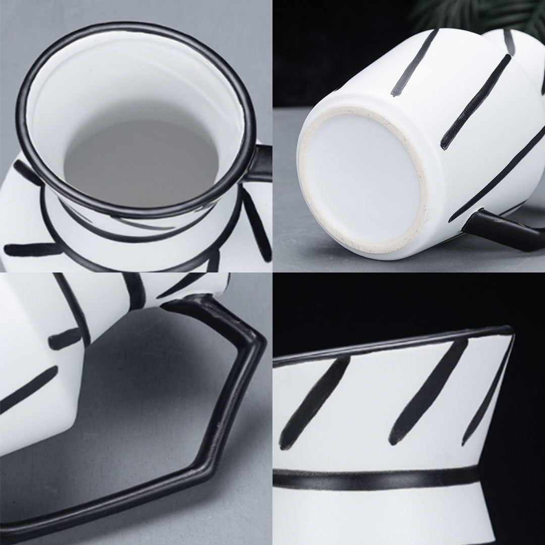 23.5x19.5cm Ornament Modern Ceramic Decorative Pitcher Striped Vase