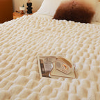 SOGA 150x200cm Throw Blanket White Double Layer Rabbit Fur Cozy