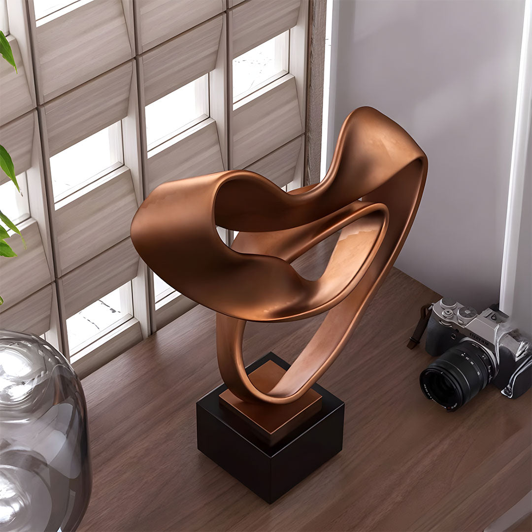 SOGA 45cm Bronze Ribbon Sculpture – Home Décor