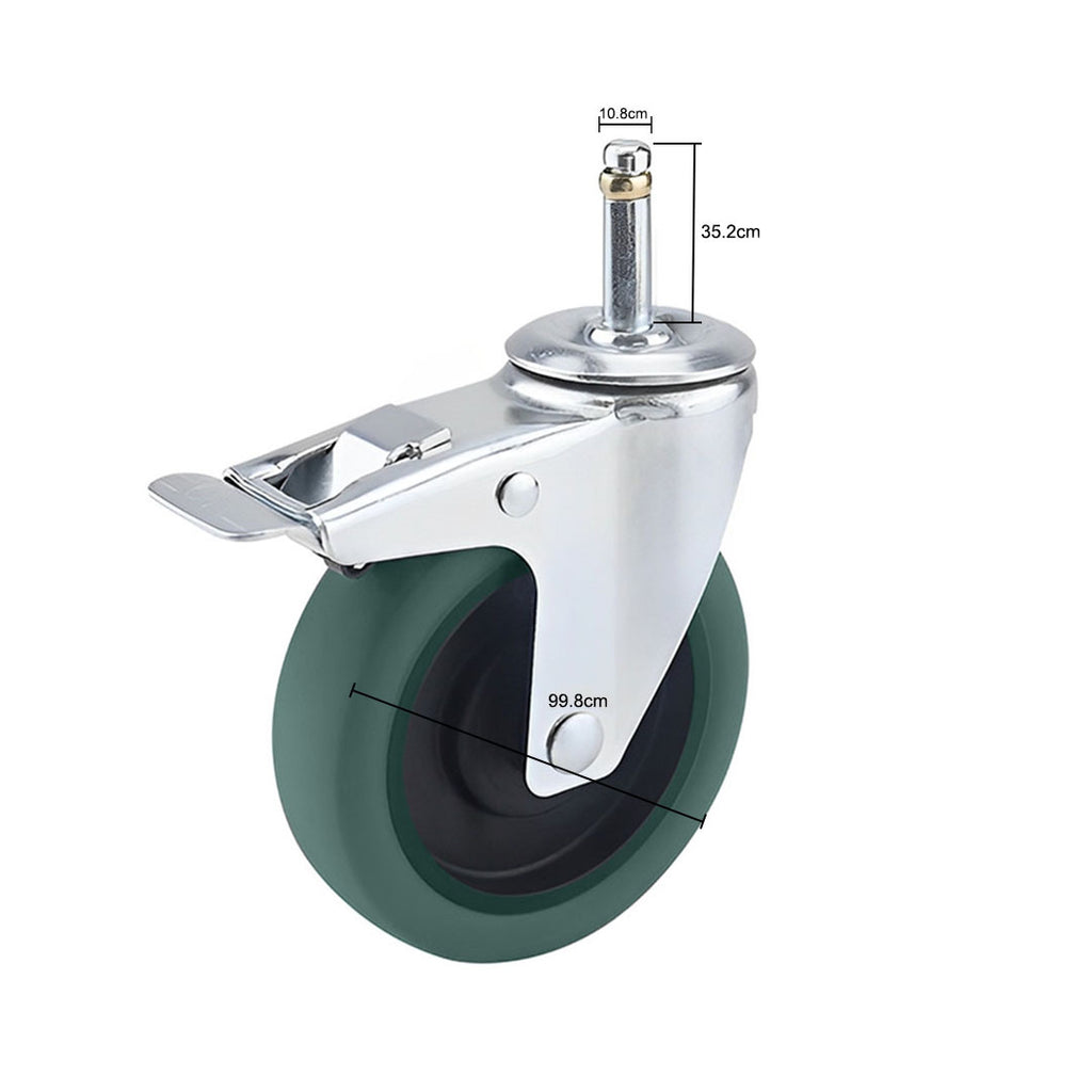 2 x 4" Heavy Duty Polyurethane Swivel Castor Brake Wheels