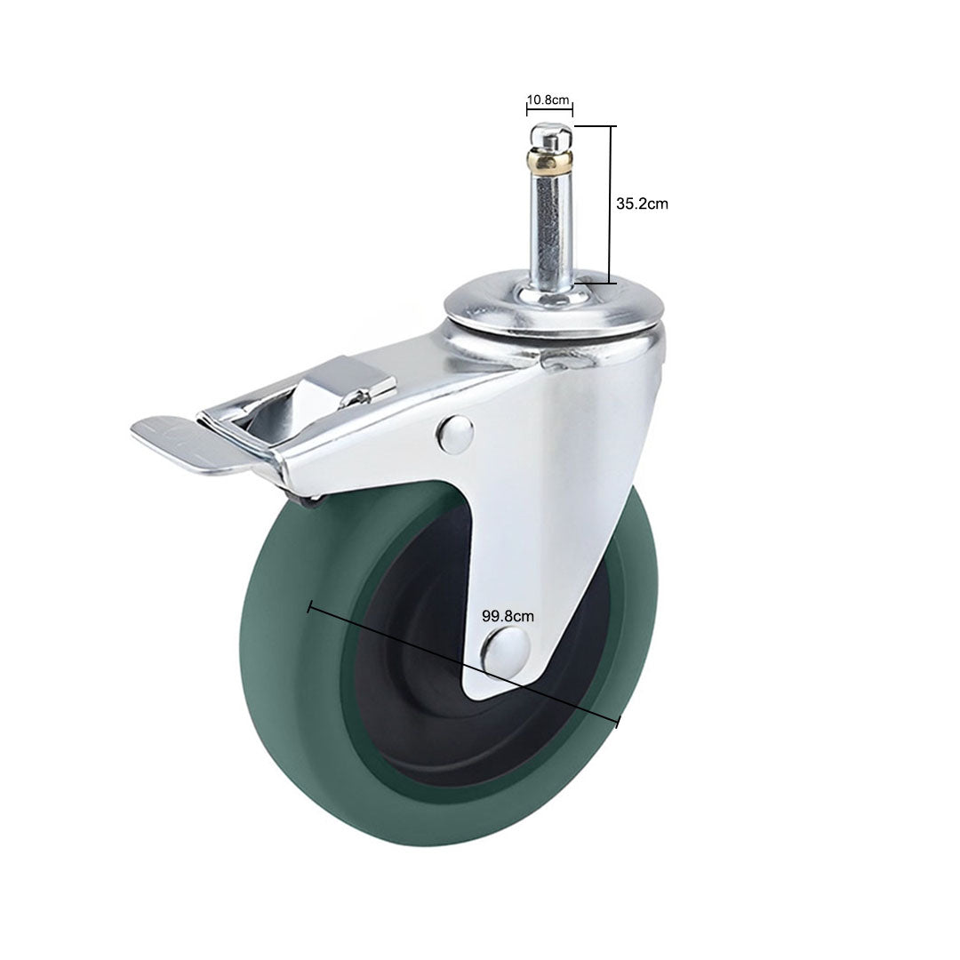 2 x 4" Heavy Duty Polyurethane Swivel Castor Brake Wheels