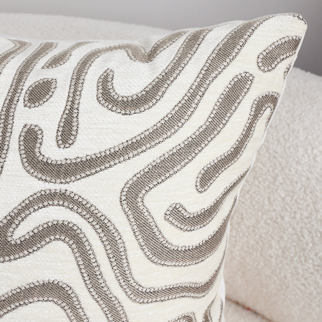 SOGA 50cm Gray White Abstract Swirl Pattern Decorative Throw Pillow