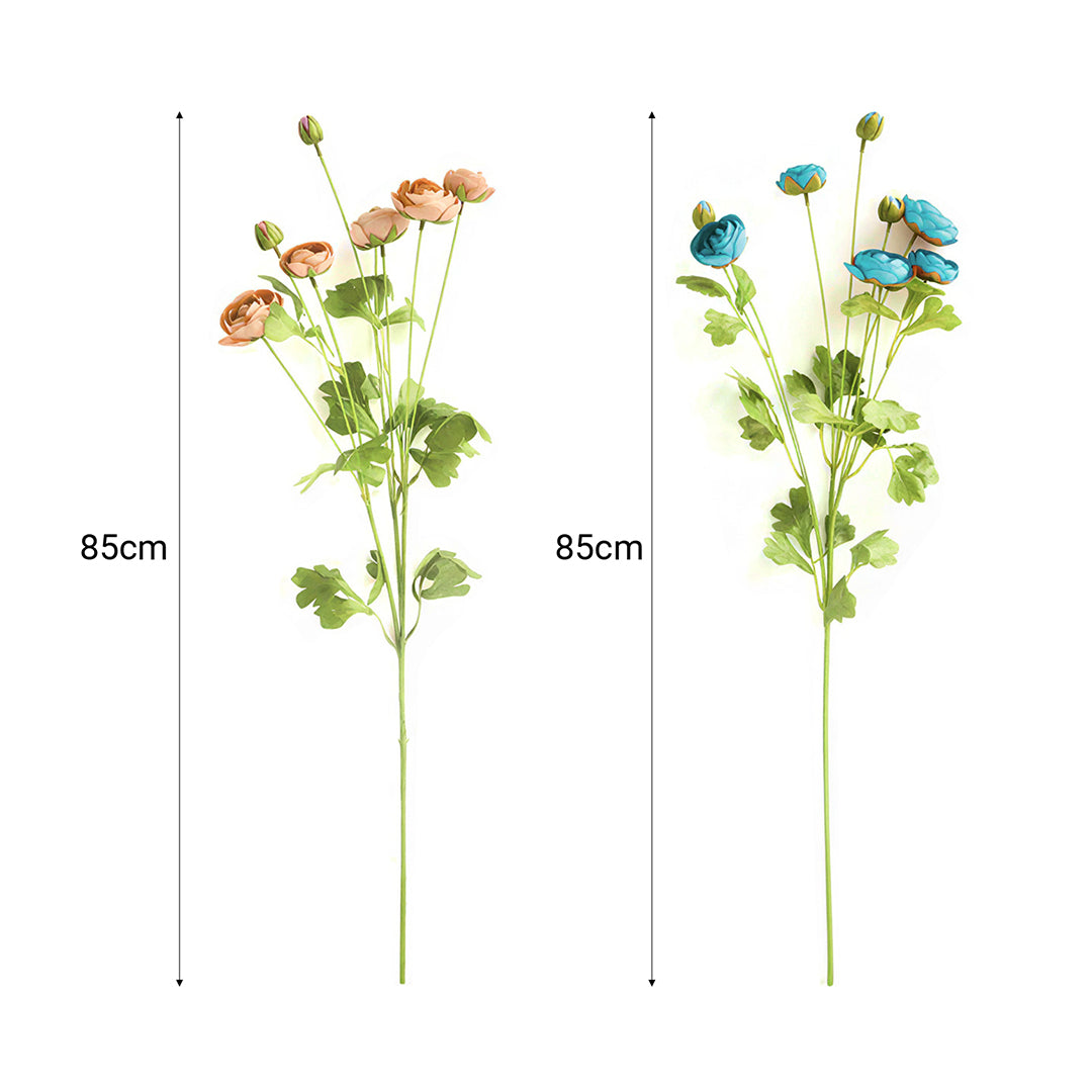 51cm Blue Glass Floor Vase with 12pcs Artificial Flower Set