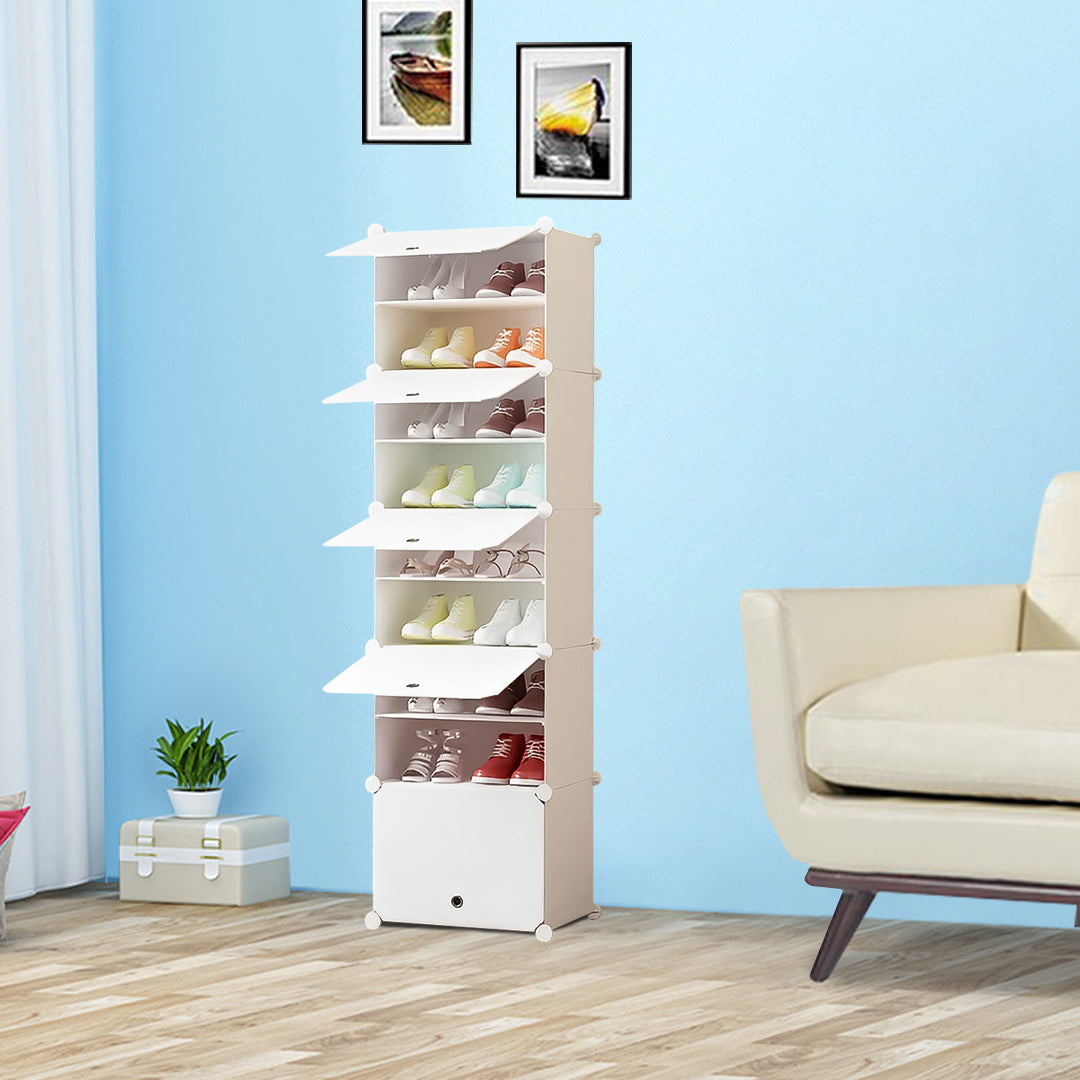 8 Tier White Shoe Rack Organizer