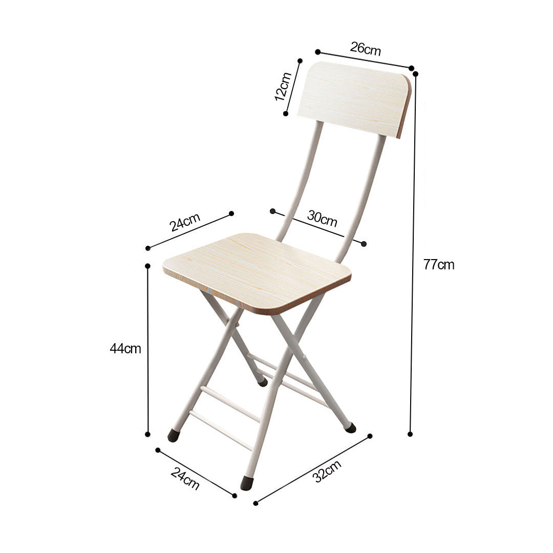 Maple Foldable Chair Space Saving Seat Set of 2 White