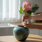 21x22cm Light Blue Small Ceramic Flower Vase Elegant Living Room Home Decor