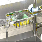 Silver Kitchen Sink Faucet Organiser with Towel Bar Holder