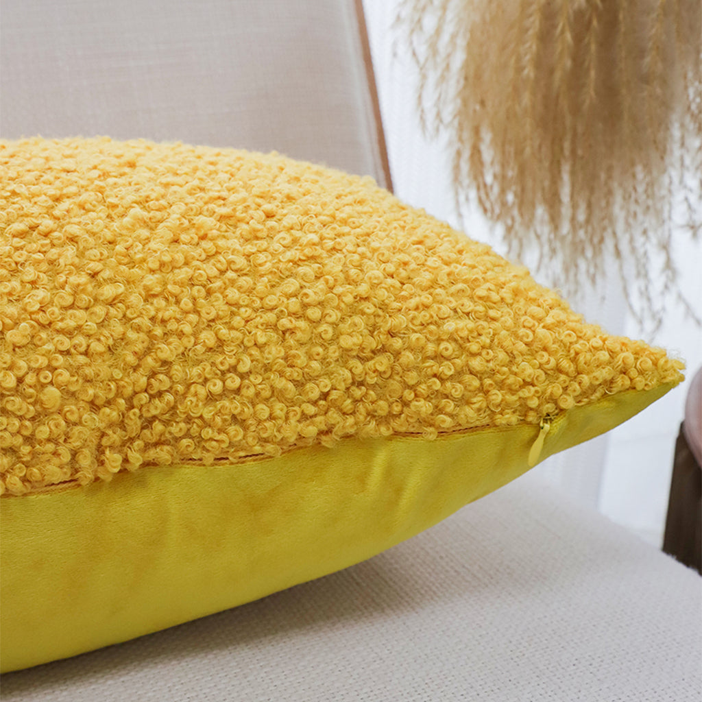 SOGA Boucle Textured Cushion 30x50cm Mustard Yellow Soft Cozy Decorative Throw Pillow