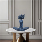 SOGA 59cm Blue Resin Sculpture Abstract Yoga Girl Design for Home Décor