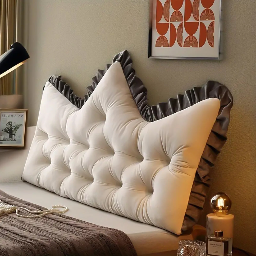SOGA 120cm Crown Pillow Tufted Cream Headboard Cushion for Bed