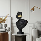 SOGA 40cm Black Classical Bust Resin Sculpture with Gold Eye Mask for Modern Home Décor