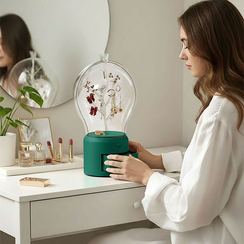 Green 360 Degree Rotating LED Light  Jewelry Storage Organiser