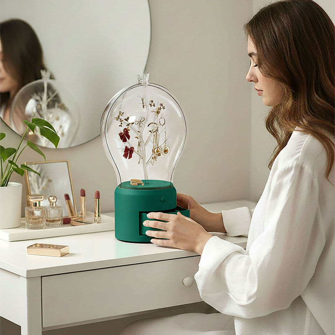 Green 360 Degree Rotating LED Light  Jewelry Storage Organiser