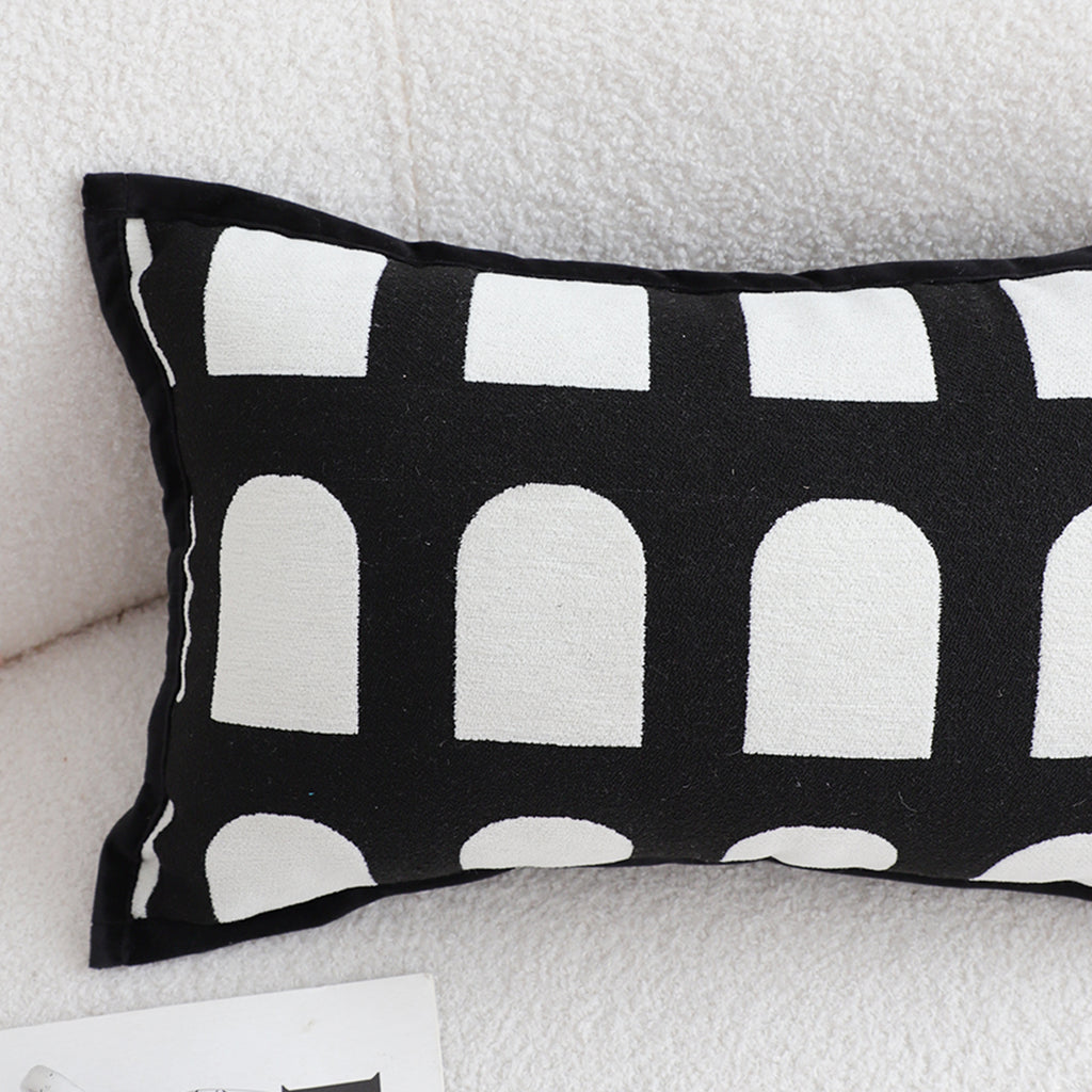 SOGA 30cm Contemporary Black White Geometric Pattern Throw Pillow