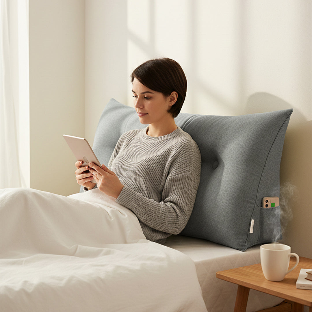 SOGA 100cm Light Grey Wedge Bed Cushion