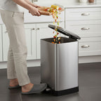 Rectangular 12L Stainless Steel Foot Pedal Recycling Bin for Garbage Silver